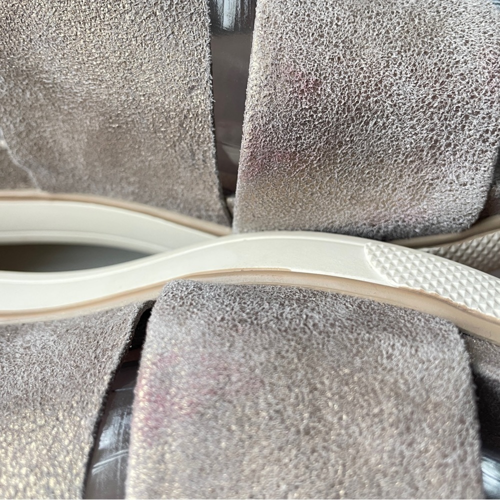 Eileen Fisher Metallic Sport Suede Criss Cross Banded Wedge Platform Sandals 7 - Picture 9 of 13